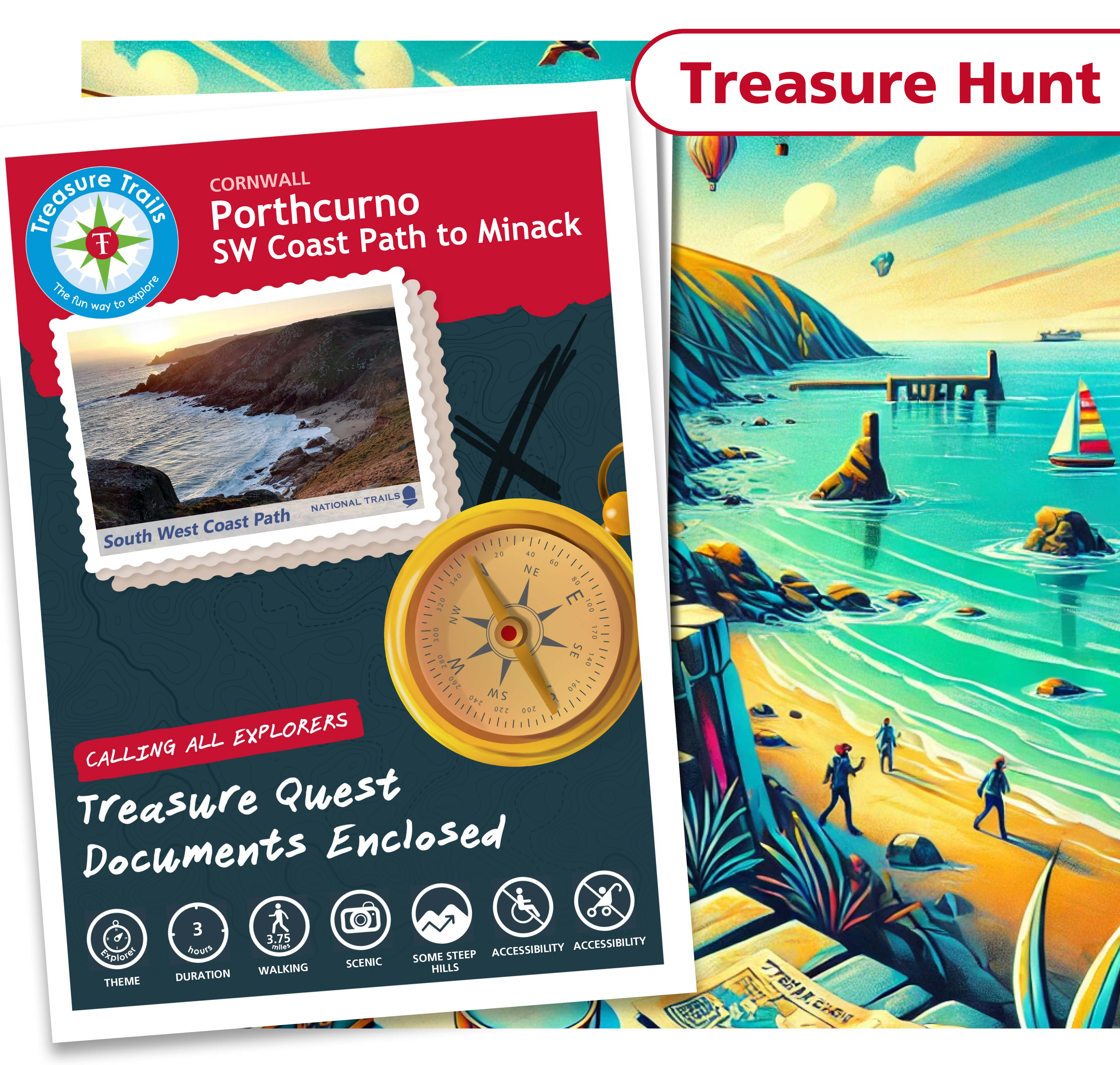 Treasure Hunt in Porthcurno - Solve Clues & Explore